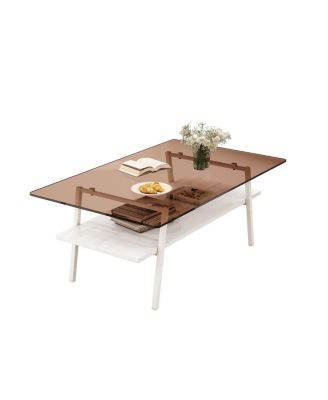  Modern Brown Glass Coffee Table