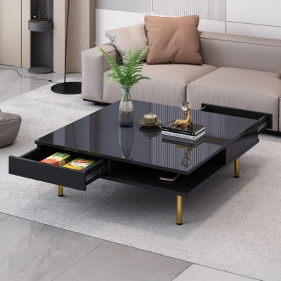 Exquisite 2-tier coffee table with gold legs