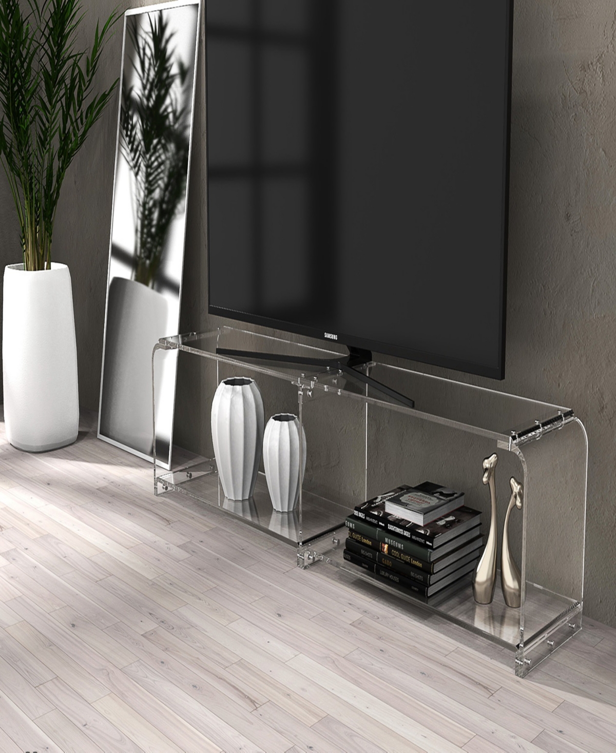 Foxhill Trading Fox Hill Trading Richard 71" W X 13.8" D X 16" H Two-tier Acrylic Tv Stand In No Color