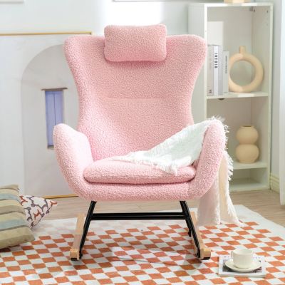 Streamdale Pink Teddy Glider Chair for Nursery & Home