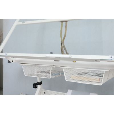 Streamdale White Adjustable Tempered Glass Drafting Printing Table With Chair