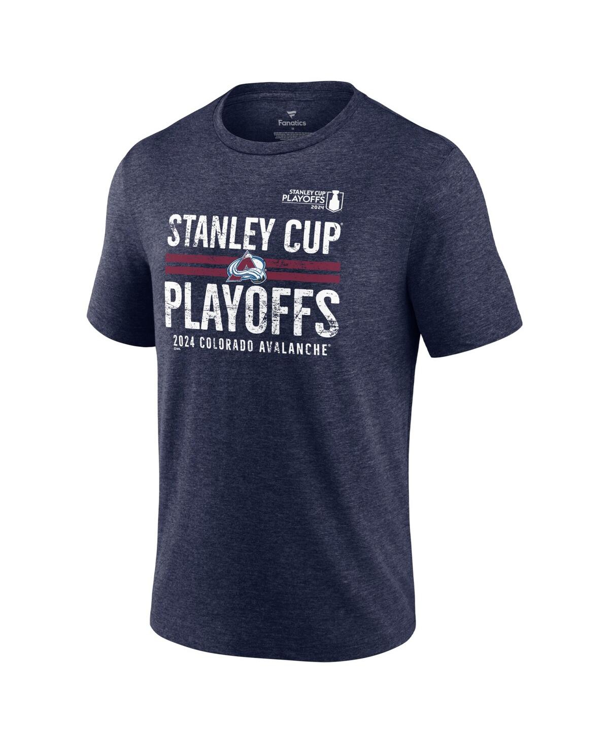 Fanatics Men'sColorado Avalanche 2024 Stanley Cup Playoffs Crossbar Tri-Blend T-Shirt - Navy