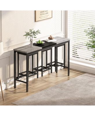 Streamdale Modern Grey and Black Dining Set with Hanging Stools