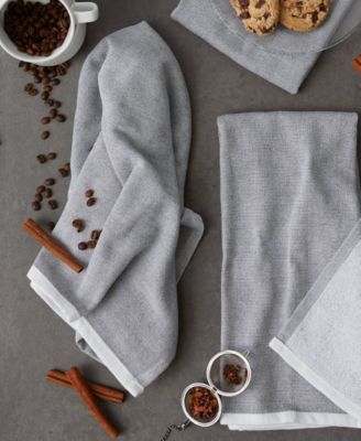 French Terry Collection Kitchen Dishtowel Set, 18x28", Mineral Gray Chambray Solid, 3 Piece