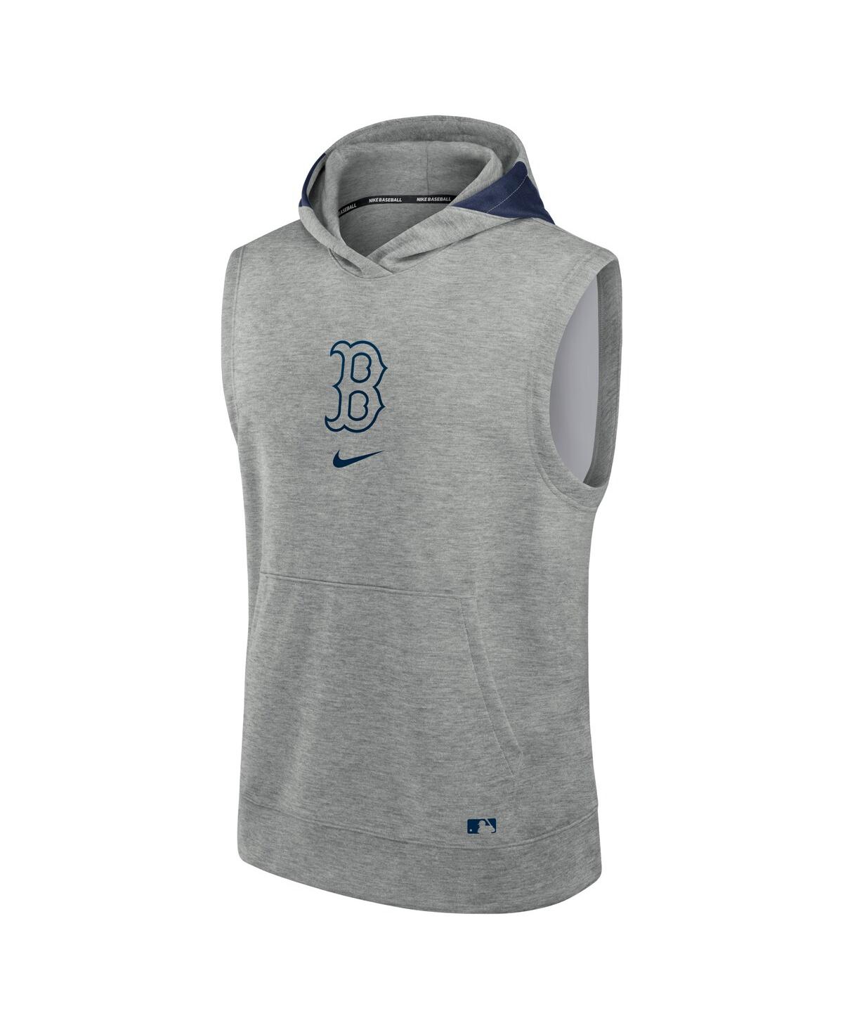 Nike Men'sBoston Red Sox Authentic Collection Early Work Performance Sleeveless Pullover Hoodie - Heather Gray, Navy