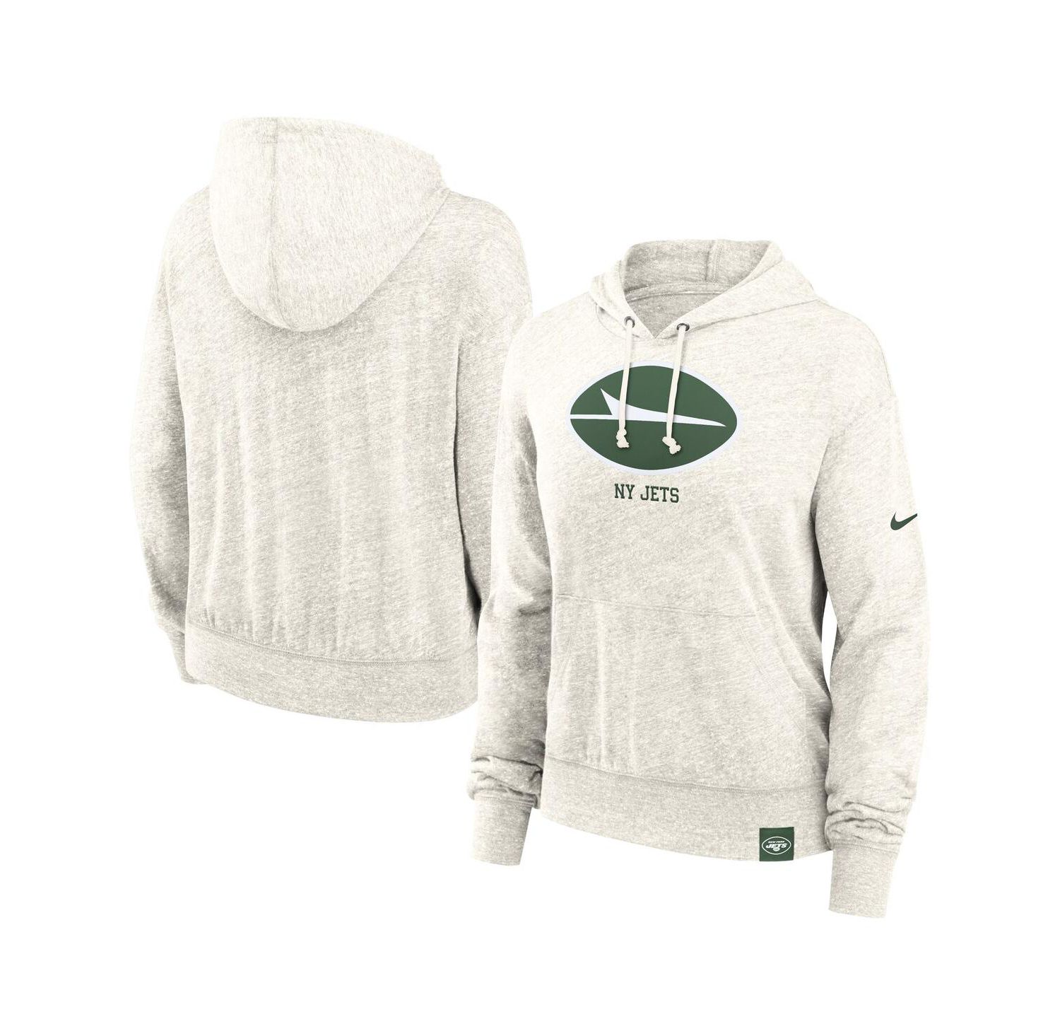 Women's Cream New York Jets Gym Retro Pullover Hoodie