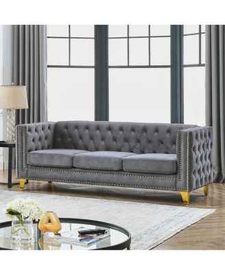 Modern Velvet Sofa with Metal Legs