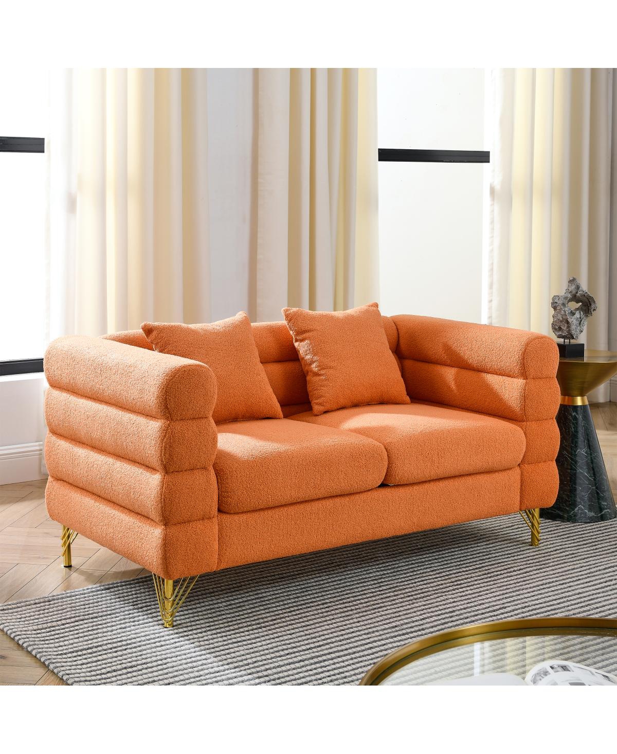 Streamdale Furniture Oversized 2 Seater Sectional Sofa, Orange Teddy