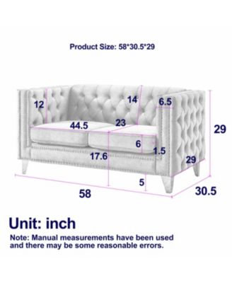 Modern Velvet Tufted Sofa with Metal Legs