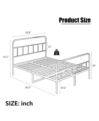 Queen Metal Platform Bed Frame with Headboard