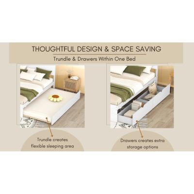 Streamdale Modern Full Bed with Trundle & 2 Drawers