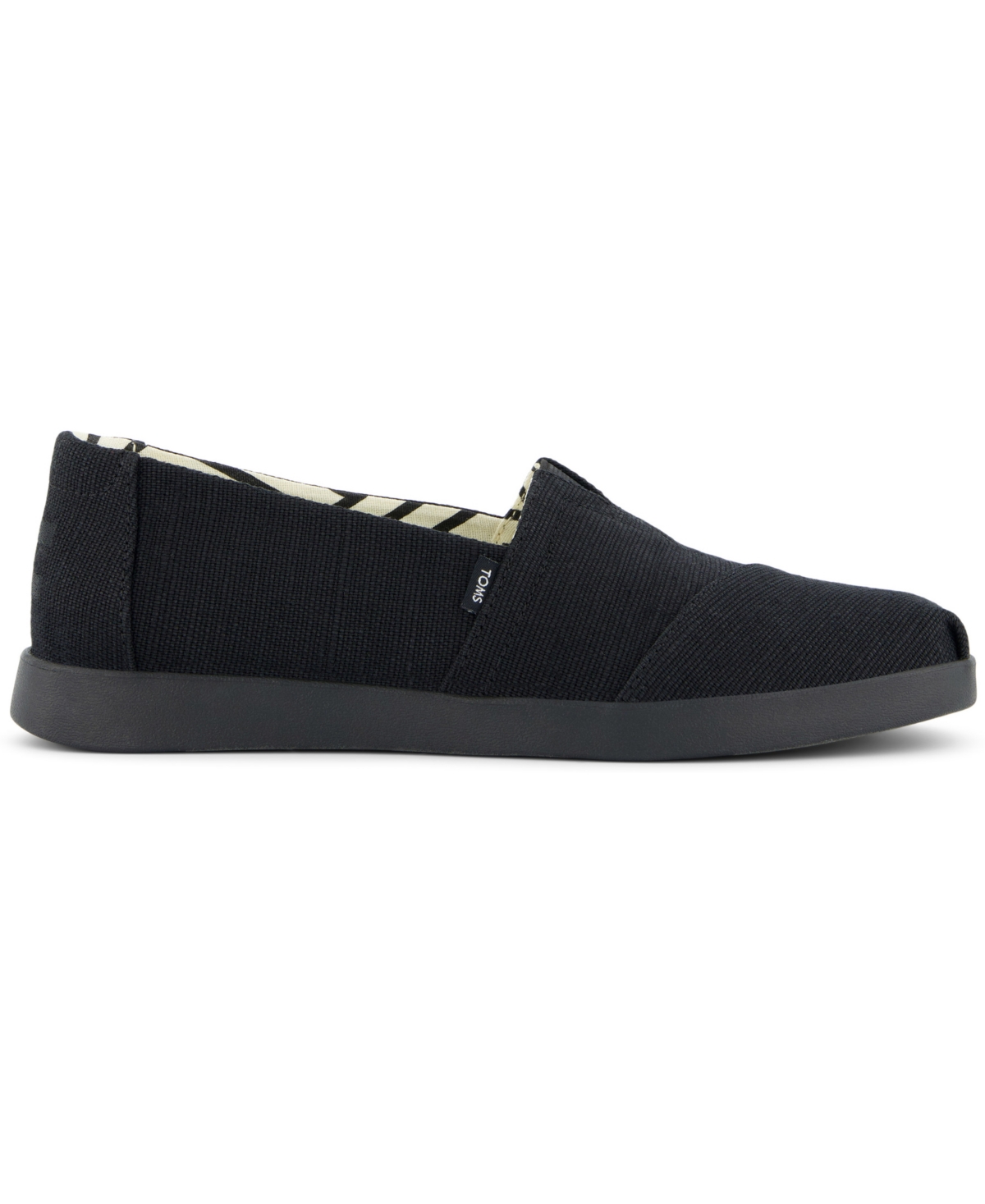 Shop Toms Women's Alpargata Plus Espadrille Almond Toe Flats In Black,black Heritage Canvas