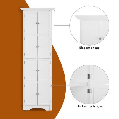 Modern Tall Storage Cabinet with Doors and 4 Shelves