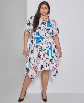 KARL LAGERFELD PARIS - Plus Size Logo Button-Front Dress