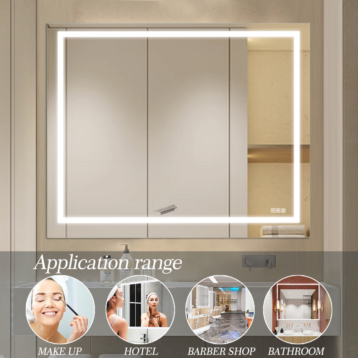Streamdale Furniture Led Bathroom Mirror 48 X 36 Inch With Lights, Anti-Fog & Dimming Led Bathroom Vanity Mirror
