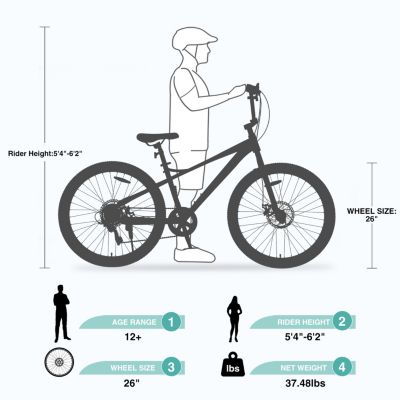 Streamdale Freestyle Kids Bike, 26in, Double Disc Brakes
