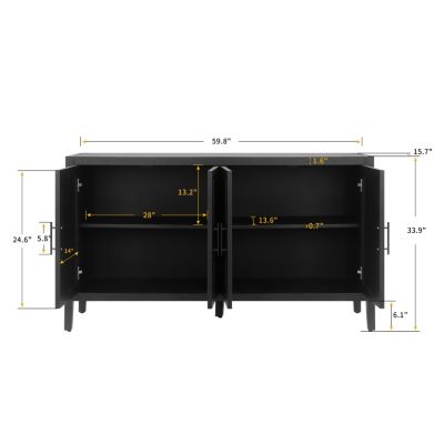 Streamdale Vintage Black Wooden Sideboard - American Country Style