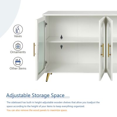 65+ Inch TV Stand with Storage, White