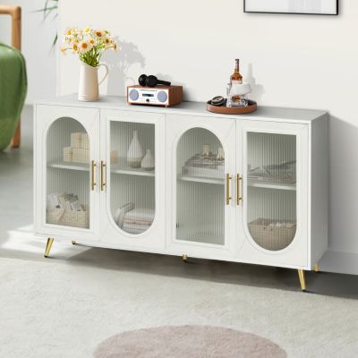 65+ Inch TV Stand with Storage, White