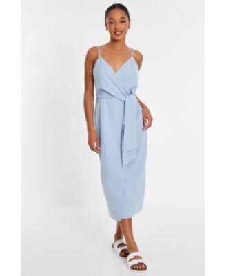 QUIZ Women's Linen Wrap Strappy Midi Dress - Macy's