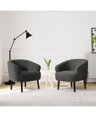 29" Wide Mid Century Modern Club Barrel Accent Armchair, Set of 2