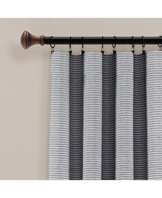 Farmhouse Button Stripe Yarn Dyed Woven Cotton Window Curtain Panels