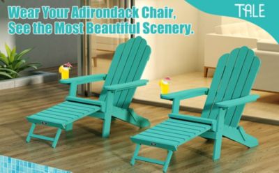 Streamdale Folding Adirondack Chair with Ottoman and Cupholder