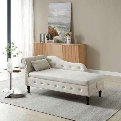 Luxurious Velvet Chaise Lounge with Storage