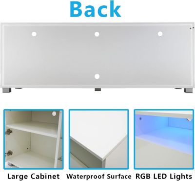 Modern TV Stand with Drawer and LED Lights