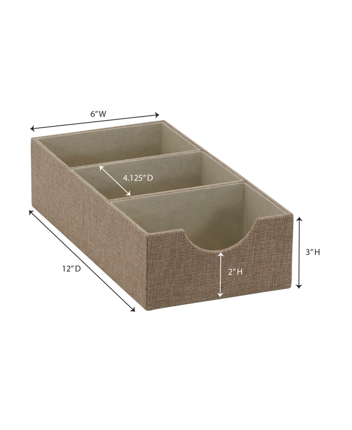 Household Essentials Organizer Tray Accessory Organizer Sturdy Drawer Organizer With Fabric Covering And Three Compartmen In Gray