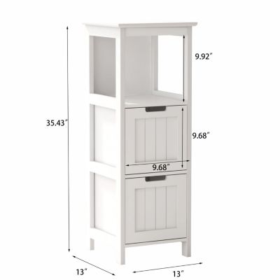 White freestanding bathroom storage cabinet