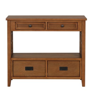 Farmhouse Wood Console Table with Drawers and Shelf