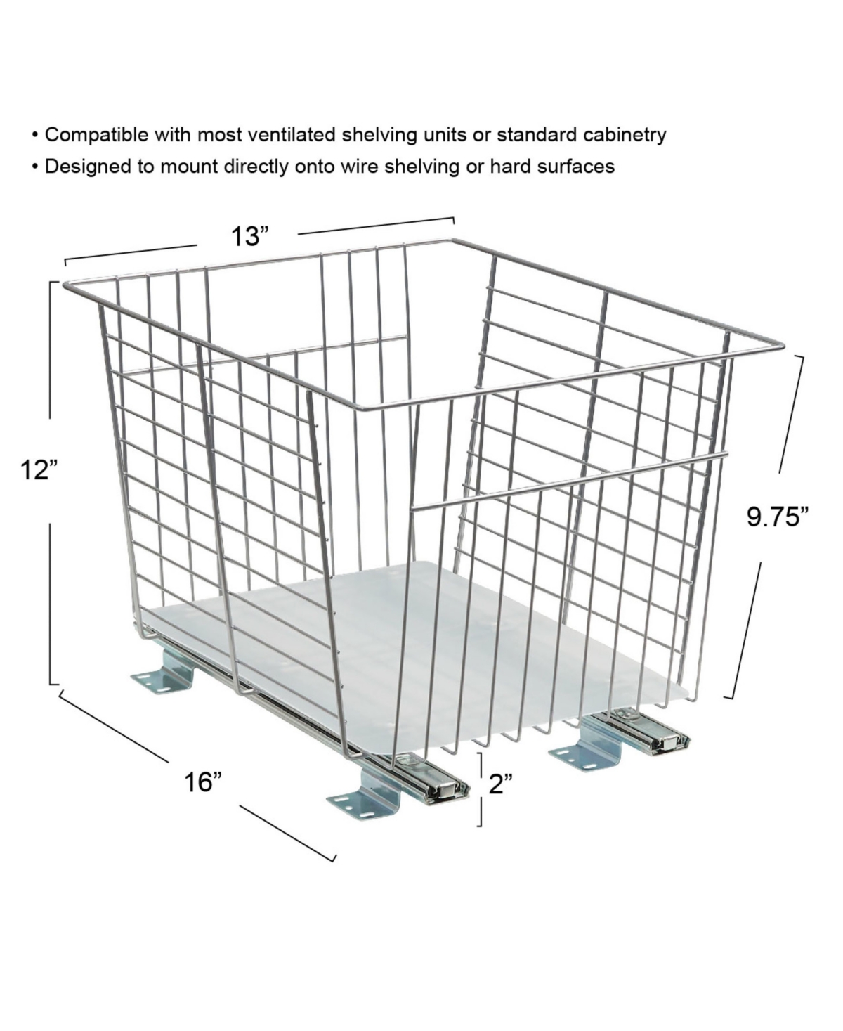 Household Essentials Glidez Steel Pull-out/slide-out Storage Organizer With Plastic Liner For Under Cabinet Or Wire Shelf In Silver