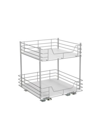 Glidez Steel Pull-Out/Slide-Out Storage Organizer with Plastic Liners for Under Cabinet or Wire Shelf 2-Tier Design