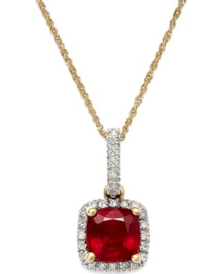 Macy's - Ruby (1-1/3 ct. t.w.) and Diamond Accent Pendant Necklace in 14k Gold