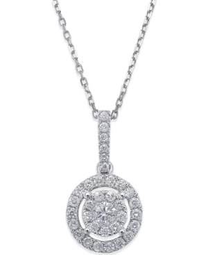 image of Diamond Circle Pendant Necklace in 14k White Gold (1/3 ct. t.w.)