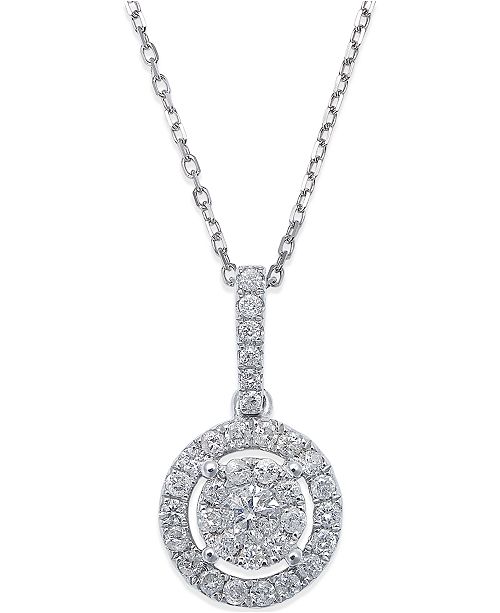 Macy's Diamond Circle Pendant Necklace in 14k White Gold (1/3 ct. t.w ...