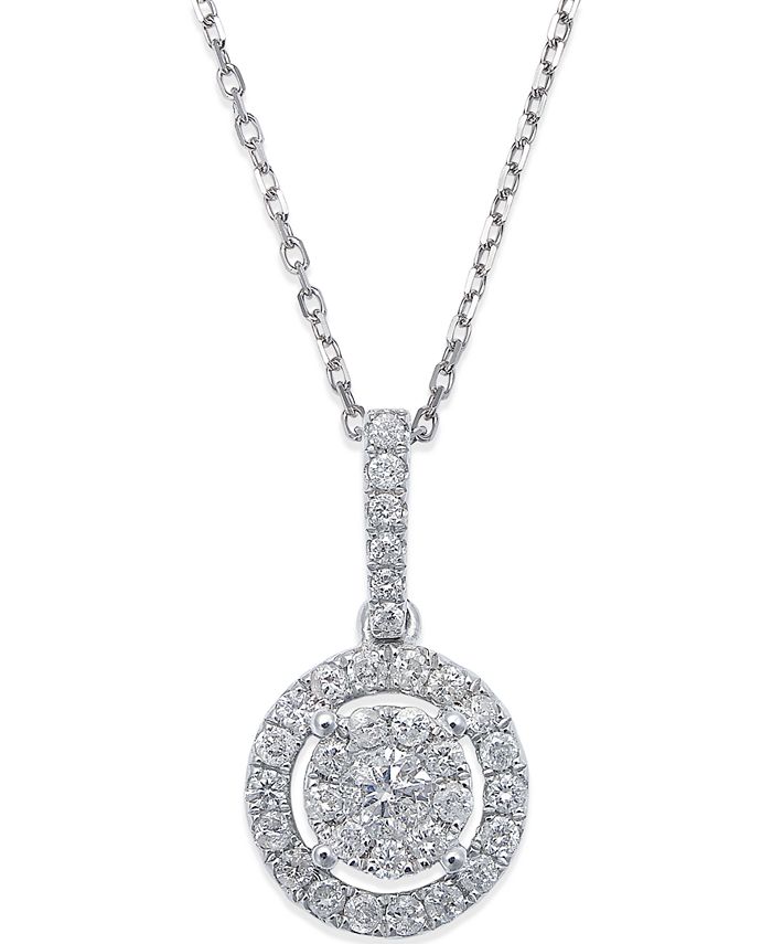 Macy's Diamond Circle Pendant Necklace in 14k White Gold (1/3 ct. t.w