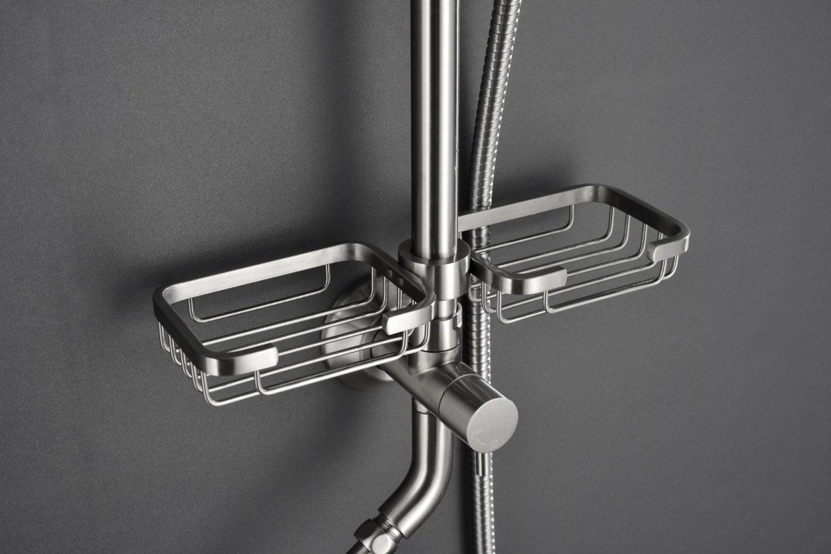 Streamdale Furniture Matte Black Shower System: Rain Showerhead, Hand Shower, Slide Bar, Soap Dish