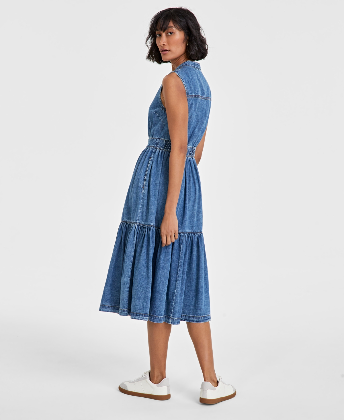 ON 34TH WOMEN'S DENIM TIERED MIDI DRESS, CREATED FOR MACY'S 