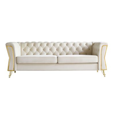 Streamdale Modern Tufted Velvet Sofa 87.4 Inch For Living Room Color