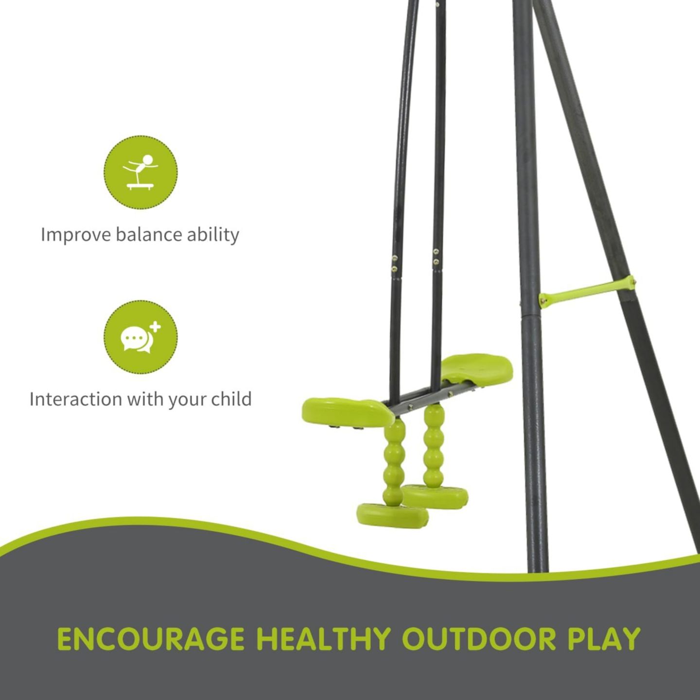 Детские игрушки Streamdale Furniture Streamdale Triple Children Swing Set 440Lbs For Outdoors, цвет: Зелёный — фото 7
