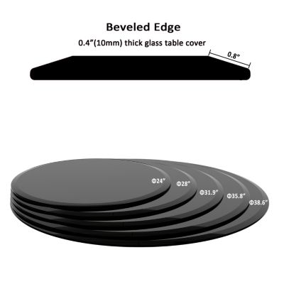36" Tempered Glass Table Top (Black, 2/5" Thick, Beveled Edge