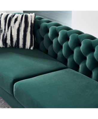 Chesterfield Modern Tufted Velvet Living Room Sofa, 84.25" W Couch, Green