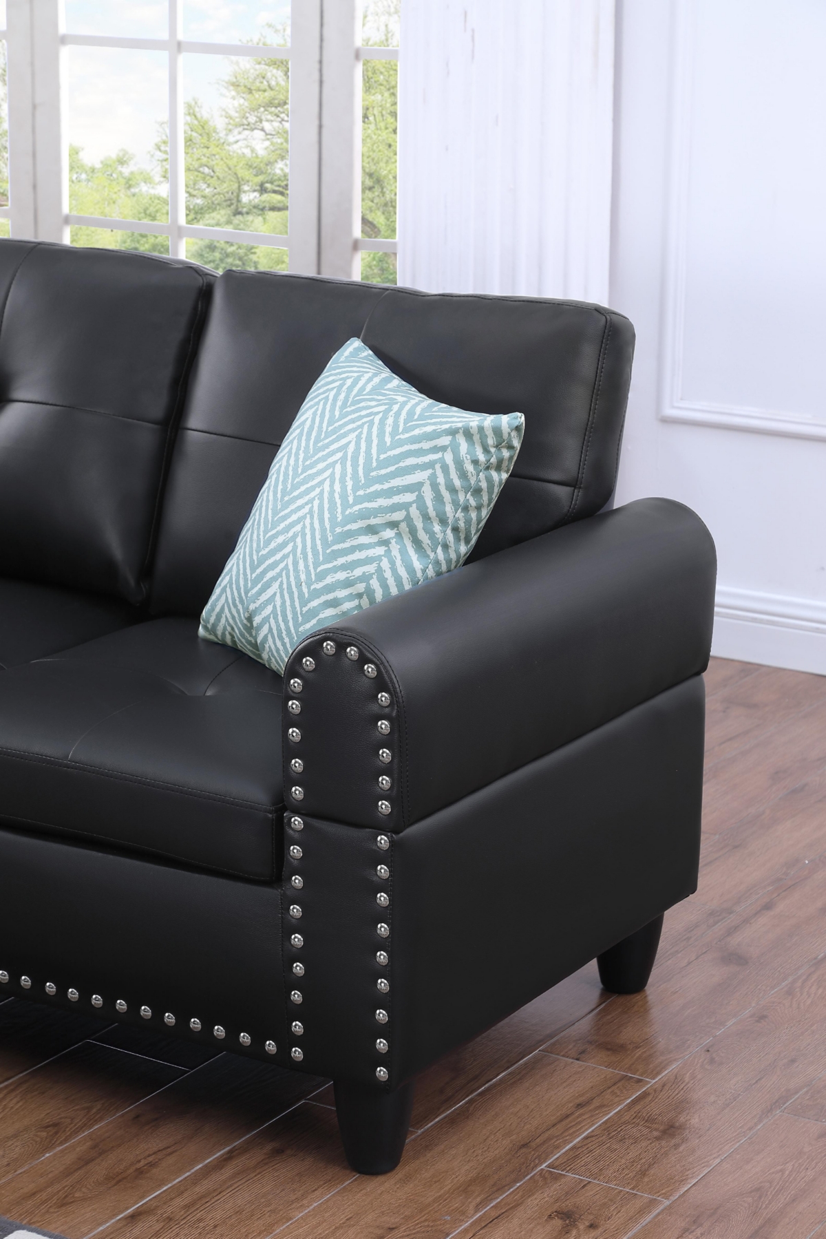 Streamdale Furniture Irine Faux Leather Sectional Sofa With Ottoman
