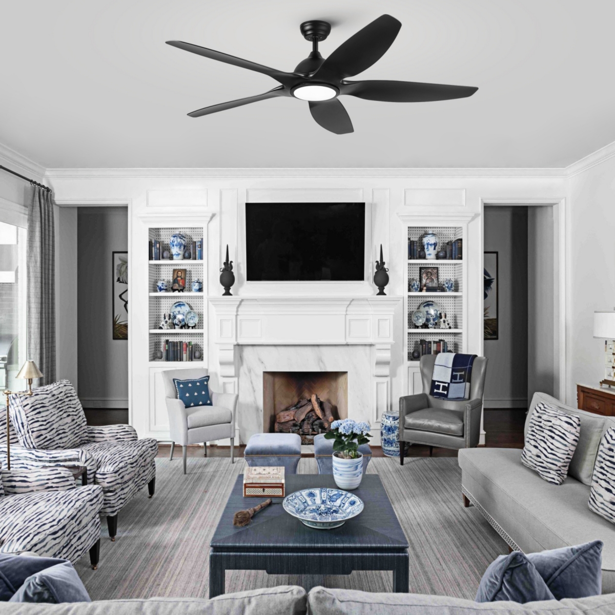 Streamdale 60 In Integrated Led Ceiling Fan Lighting With Black Abs Blade