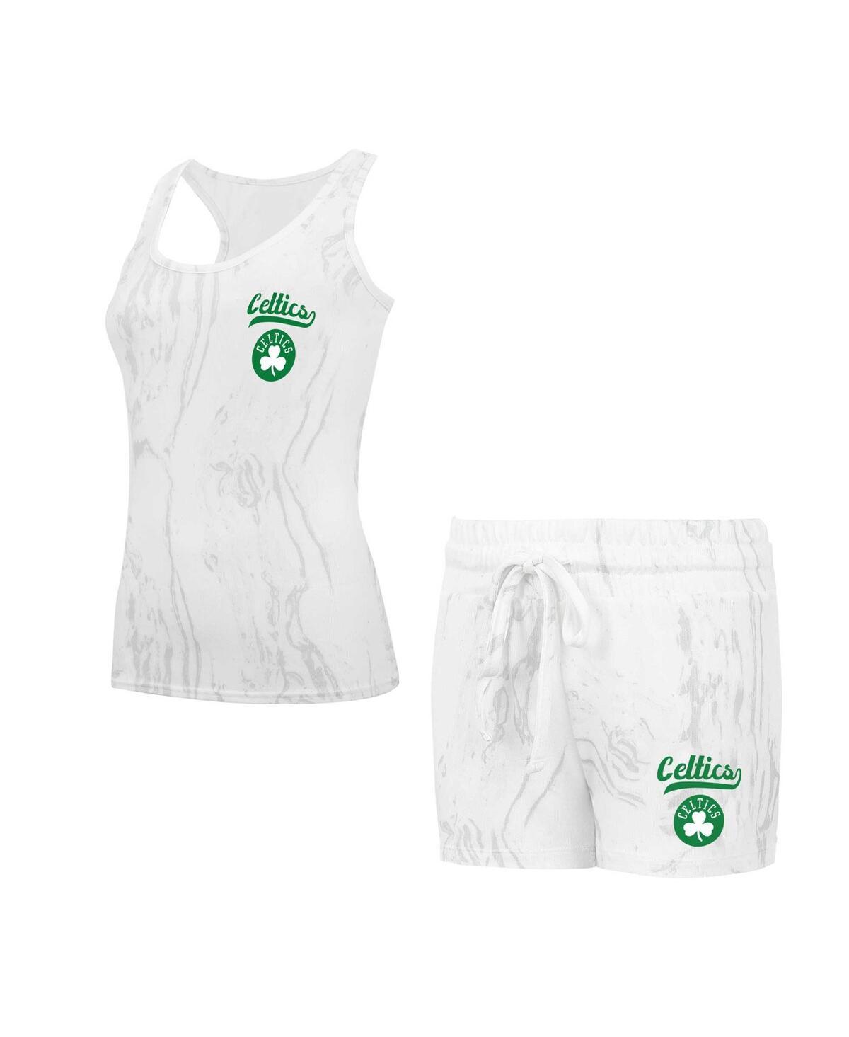 Women's White Boston Celtics Quartz Tank Top Shorts Set - White, Gray