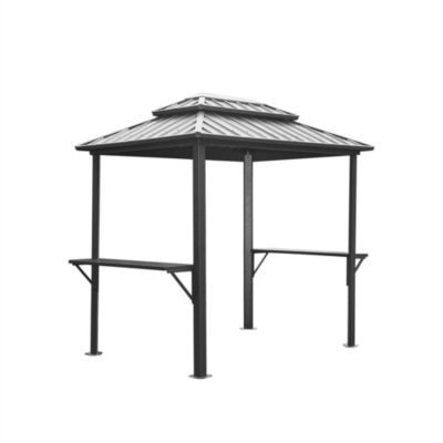 Aluminum BBQ Gazebo with Shelves Serving Tables