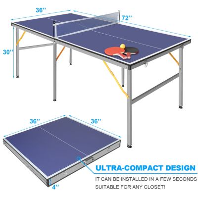 Streamdale Portable 6FT Table Tennis Set with Paddles & Balls