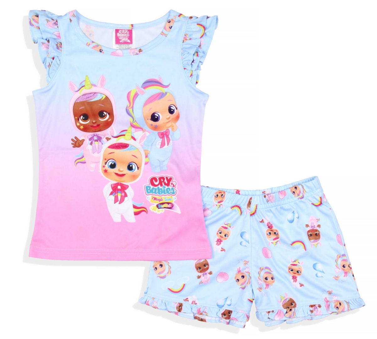 Cry Babies Magic Tears Toddler Girls' Sleep Pajama Sleep Set Shirt And Shorts Kids
